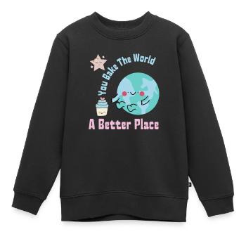 Du backst die Welt Ein besserer Ort Süße Kuchenherstellung - Kinder Premium Organic Sweatshirt - Schwarz - Vorne - AI Model Kid Female (0cm)