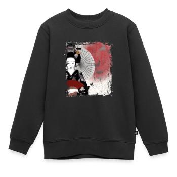 Geisha, art numérique traditionnel, Japon - Sweat Premium enfant bio - noir - Devant - AI Model Kid Female (0cm)