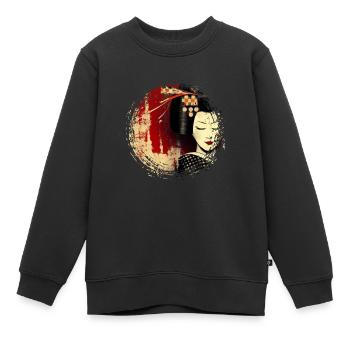 Geisha, art numérique traditionnel, Japon - Sweat Premium enfant bio - noir - Devant - AI Model Kid Female (0cm)