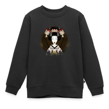 Geisha, art numérique traditionnel, Japon - Sweat Premium enfant bio - noir - Devant - AI Model Kid Female (0cm)