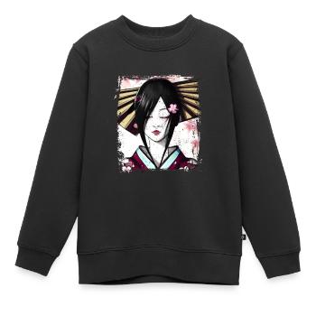 Geisha, art numérique traditionnel, Japon - Sweat Premium enfant bio - noir - Devant - AI Model Kid Female (0cm)