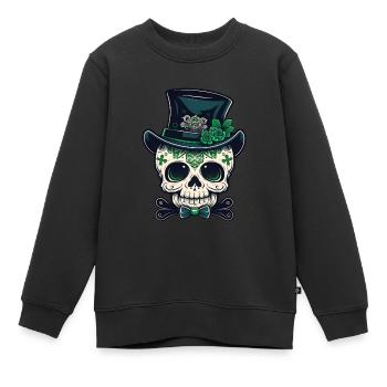 Sugar Skull St. Patrick's Day, irischer Zuckerschädel - Kinder Premium Organic Sweatshirt - Schwarz - Vorne - AI Model Kid Female (0cm)