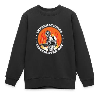 Nous sommes fiers de nos pompiers - Sweat Premium enfant bio - noir - Devant - AI Model Kid Female (0cm)