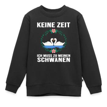 Schwan "Schwanzeit" Schwäne verliebt Schwanpaar - Kinder Premium Organic Sweatshirt - Schwarz - Vorne - AI Model Kid Female (0cm)