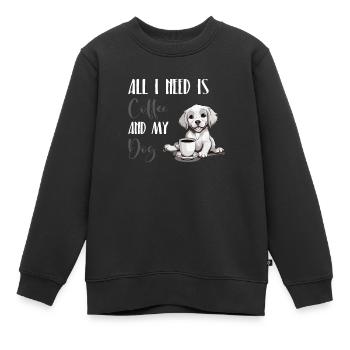Weltkaffeetag mit Hund - Kinder Premium Organic Sweatshirt - Schwarz - Vorne - AI Model Kid Female (0cm)