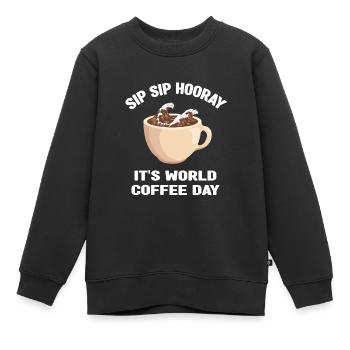Welttag des Kaffees - Kinder Premium Organic Sweatshirt - Schwarz - Vorne - AI Model Kid Female (0cm)