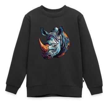 Portrait de rhinocéros - Sweat Premium enfant bio - noir - Devant - AI Model Kid Female (0cm)