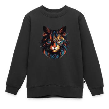Tête de portrait de chat - Sweat Premium enfant bio - noir - Devant - AI Model Kid Female (0cm)