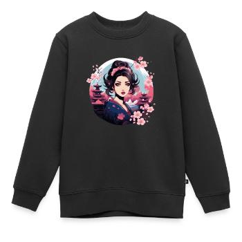 Geisha von Japan - Kinder Premium Organic Sweatshirt - Schwarz - Vorne - AI Model Kid Female (0cm)