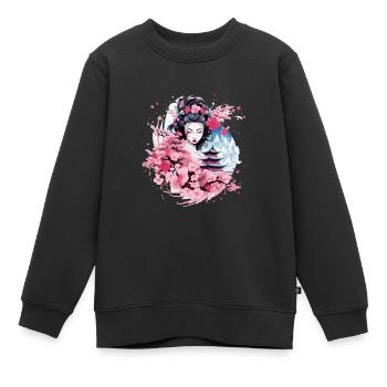 Geisha von Japan - Kinder Premium Organic Sweatshirt - Schwarz - Vorne - AI Model Kid Female (0cm)