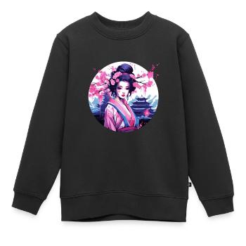 Geisha von Japan - Kinder Premium Organic Sweatshirt - Schwarz - Vorne - AI Model Kid Female (0cm)