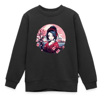 Geisha von Japan - Kinder Premium Organic Sweatshirt - Schwarz - Vorne - AI Model Kid Female (0cm)