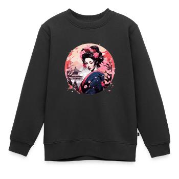 Geisha von Japan - Kinder Premium Organic Sweatshirt - Schwarz - Vorne - AI Model Kid Female (0cm)
