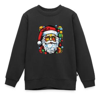 Père Noël coloré Père Noël Père Noël - Sweat Premium enfant bio - noir - Devant - AI Model Kid Female (0cm)
