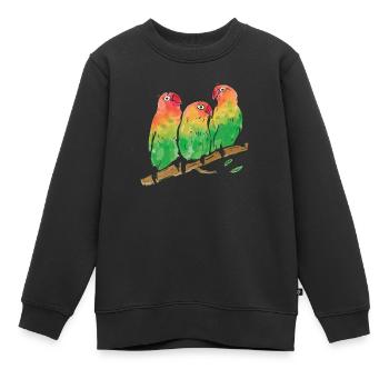 Aquarell Papageien - Kinder Premium Organic Sweatshirt - Schwarz - Vorne - AI Model Kid Female (0cm)