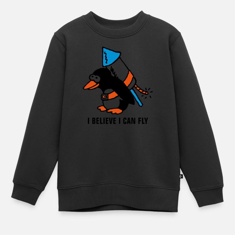 rocket_pinguin_white_b_3c - Kids Premium Organic Sweatshirt - black