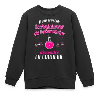 TECHNIIENNE de laboratoire Connerie - Sweat Premium enfant bio - noir - Devant - AI Model Kid Female (0cm)
