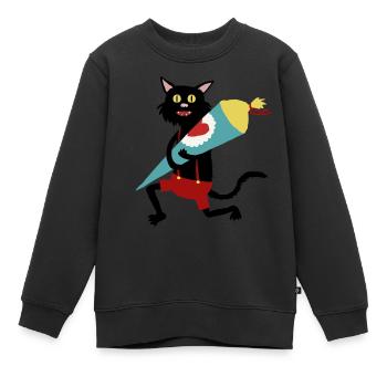 Katze_Schultüte - Kinder Premium Organic Sweatshirt - Schwarz - Vorne - AI Model Kid Female (0cm)