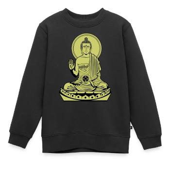 Sitting Buddha de - Kinder Premium Organic Sweatshirt - Schwarz - Vorne - AI Model Kid Female (0cm)