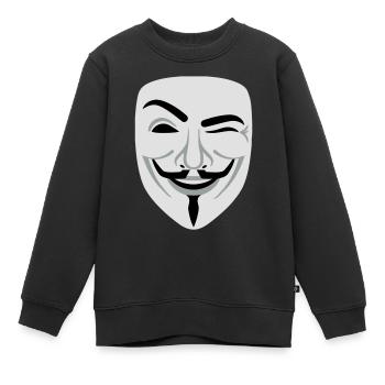 Fun Anonymous Guy Fawkes - Sweat Premium enfant bio - noir - Devant - AI Model Kid Female (0cm)