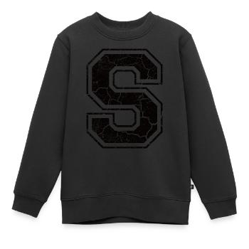 Buchstabe S im Vintage-Shabby-Chic - Kinder Premium Organic Sweatshirt - Schwarz - Vorne - AI Model Kid Female (0cm)