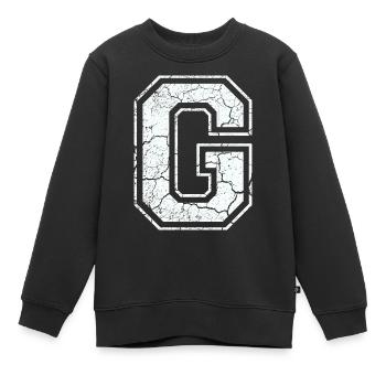 Un caractère un grammes dans blanc in Used Look - Sweat Premium enfant bio - noir - Devant - AI Model Kid Female (0cm)