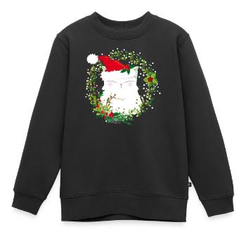 Chat de noel - Sweat Premium enfant bio - noir - Devant - AI Model Kid Female (0cm)
