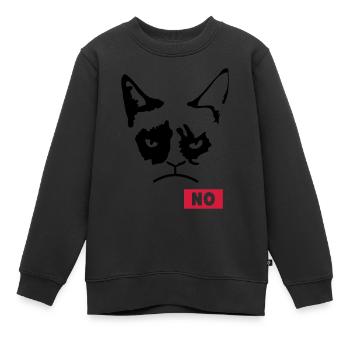 Chat grincheux - Sweat Premium enfant bio - noir - Devant - AI Model Kid Female (0cm)