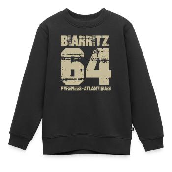 Aquitaine Pyrénées Atlantiques 64 Biarrritz - Sweat Premium enfant bio - noir - Devant - AI Model Kid Female (0cm)