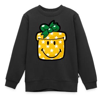 Smiley Christmas Present - Kids Premium Organic Sweatshirt - black - Front - AI Model Kid Female (0cm)