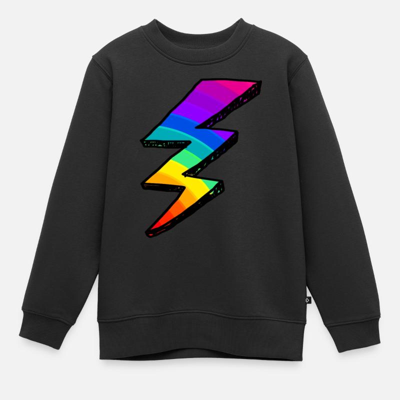 Éclair coloré. Arc en ciel - Sweat Premium enfant bio - noir