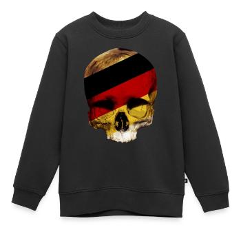 Totenkopf mit Deutschlandflagge / skull germany - Kinder Premium Organic Sweatshirt - Schwarz - Vorne - AI Model Kid Female (0cm)