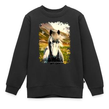 cheval - Sweat Premium enfant bio - noir - Devant - AI Model Kid Female (0cm)