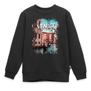 Venice - Kids Premium Organic Sweatshirt - black - Front - AI Model Kid Female (0cm)