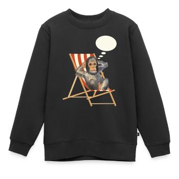Affe Traum Urlaub Liegestuhl - Kinder Premium Organic Sweatshirt - Schwarz - Vorne - AI Model Kid Female (0cm)