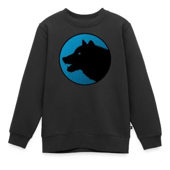 Lone wolf logo on color - Kids Premium Organic Sweatshirt - black - Front - AI Model Kid Female (0cm)