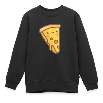 Pizza Fast Food Lecker Pizzastück Geschenk - Kinder Premium Organic Sweatshirt - Schwarz - Vorne - AI Model Kid Female (0cm)