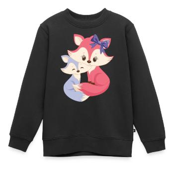 Enfants renards renard frères enfant garçon fille bébé - Sweat Premium enfant bio - noir - Devant - AI Model Kid Female (0cm)