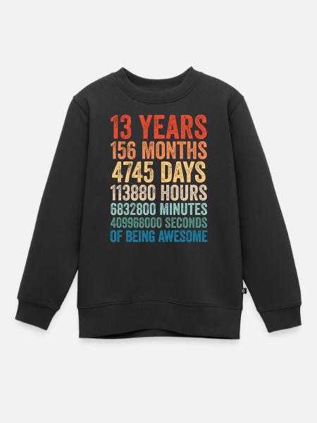 13 års fødselsdag 13 år retro gave Vinatge - Premium børne sweatshirt økologisk - sort