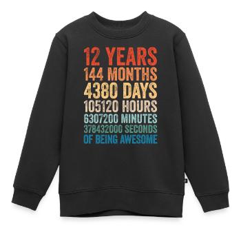 12e anniversaire cadeau rétro 12 ans Vinatge - Sweat Premium enfant bio - noir - Devant - AI Model Kid Female (0cm)
