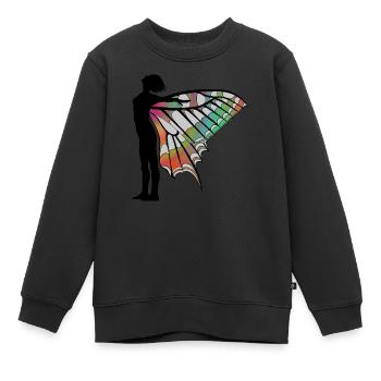 Pixie inversé - Sweat Premium enfant bio - noir - Devant - AI Model Kid Female (0cm)
