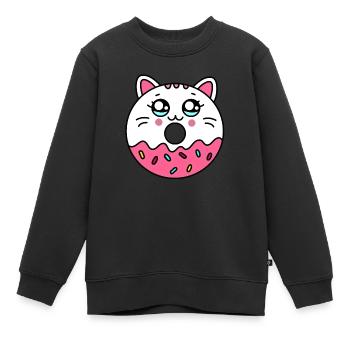 Donut Chat - Cute donut - Sweat Premium enfant bio - noir - Devant - AI Model Kid Female (0cm)