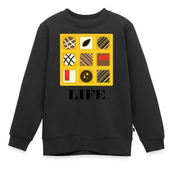 Boîte de chocolats - Forrest Gump - Sweat Premium enfant bio - noir - Devant - AI Model Kid Female (0cm)