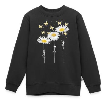 Margeriten, Blumen, Sommer - Kinder Premium Organic Sweatshirt - Schwarz - Vorne - AI Model Kid Female (0cm)