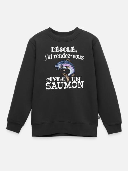 j'ai rendez vous avec un saumon - Sweat Premium enfant bio - noir