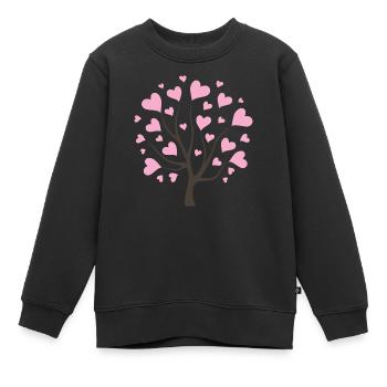 Liebesbaum mit rosa Herzen - Kinder Premium Organic Sweatshirt - Schwarz - Vorne - AI Model Kid Female (0cm)