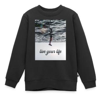 Belle rengaine - Live your life - Sweat Premium enfant bio - noir - Devant - AI Model Kid Female (0cm)