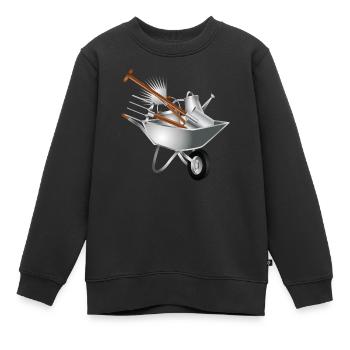 verschiedene Gartengeräte in einer Schubkarre - Kinder Premium Organic Sweatshirt - Schwarz - Vorne - AI Model Kid Female (0cm)