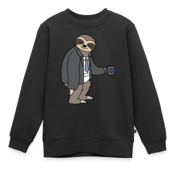 Faultier Homeoffice Homeofficer Unterhose Kaffee - Kinder Premium Organic Sweatshirt - Schwarz - Vorne - AI Model Kid Female (0cm)