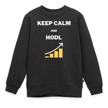 KEEP CALM HODL - Kinder Premium Organic Sweatshirt - Schwarz - Vorne - AI Model Kid Female (0cm)